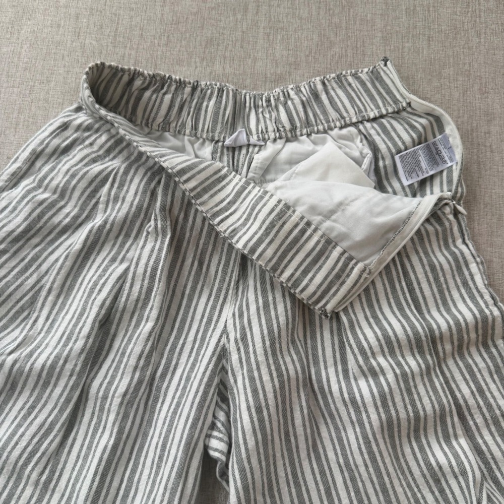 Gap Womens 0 Striped Linen Cotton Cropped Wide Leg Culottes Striped Coastal - Picture 8 of 8